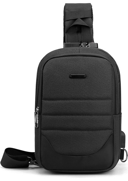 Siyah Oxford USB Şarj Anti-Hırsızlık Crossbody Çanta Özel Baskılı Erkekler Mini Tasarımcı Messenger Omuz Göğüs Çantası (Yurt Dışından)
