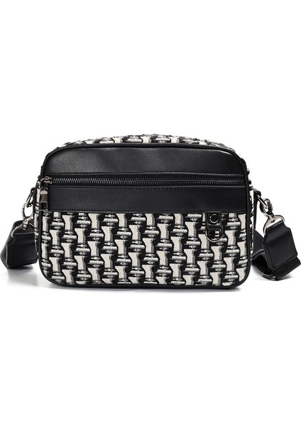 Stil-2 Erkek Ekose Deri Pu Tasarımcı Çanta Sling Omuz Crossbody Çanta Kontrol Desen Göğüs Paketi Bel Çantası (Yurt Dışından)