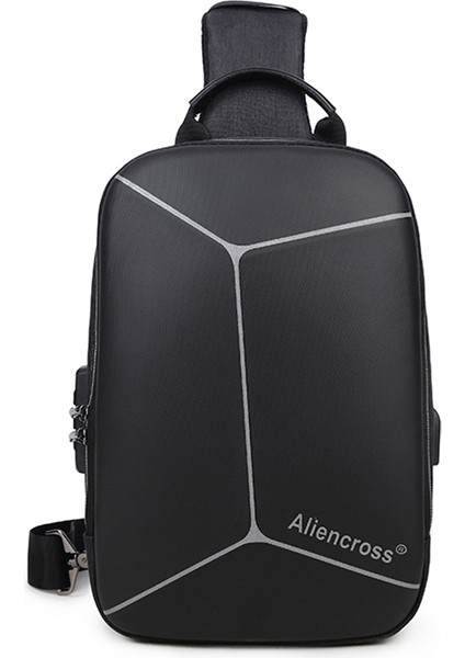 Siyah Alien Çapraz Özelleştirilmiş Göğüs Çantası Su Geçirmez USB Anti-Hırsızlık Seyahat Erkek Omuz Askı Çantaları (Yurt Dışından)