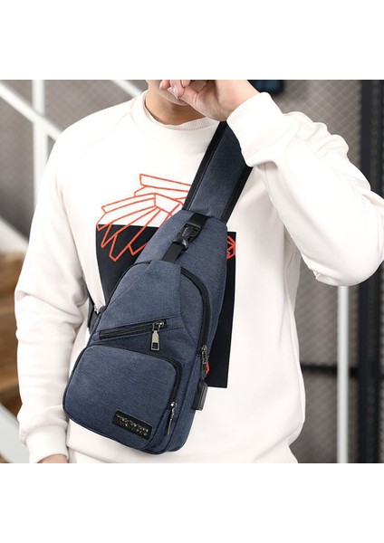Mavi Yeni Çok Fonksiyonlu Telefon Fanny Paketi Spor Su Geçirmez Bel Çantaları Anti Hırsızlık USB Sling Crossbody Çanta Göğüs Çantası Erkekler Için (Yurt Dışından)