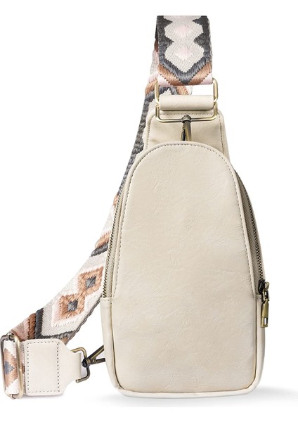 Fildişi Su Geçirmez Göğüs Çantası Pu Deri Crossbody Askılı Çanta Sırt Çantası Çok Amaçlı Özel Crossbody Çanta Erkekler (Yurt Dışından)