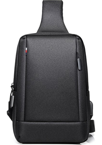 Siyah Özel Su Geçirmez Göğüs Paketi Iş Omuz Çantası Erkekler Sling Çanta Göğüs Çantası USB Şarj ile (Yurt Dışından)