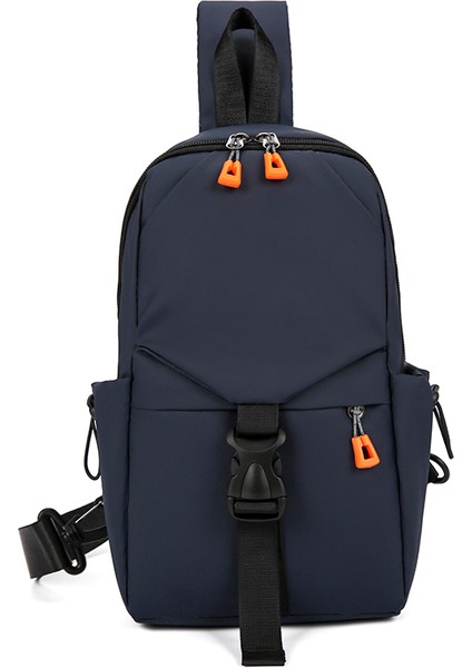 Mavi Özel Moda Su Geçirmez Deri Okul Askılı Çanta Rahat Spor Crossbody USB Erkek Sling Omuz Göğüs Çantaları (Yurt Dışından)