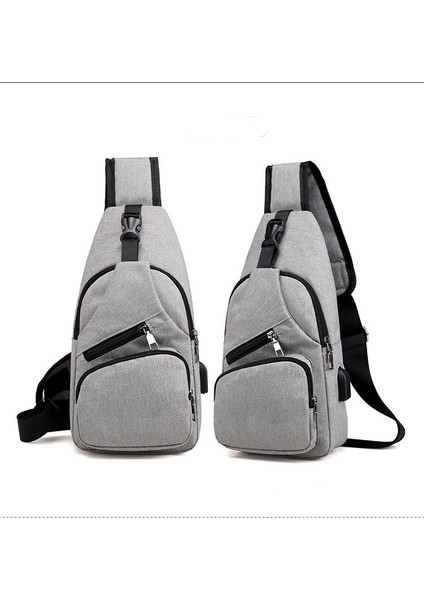 3 Erkek Spor Çanta USB Bumbag Fanny Paketi Oxford Bel Göğüs Çantası Erkekler Için USB Şarj Kemer Çantası (Yurt Dışından)