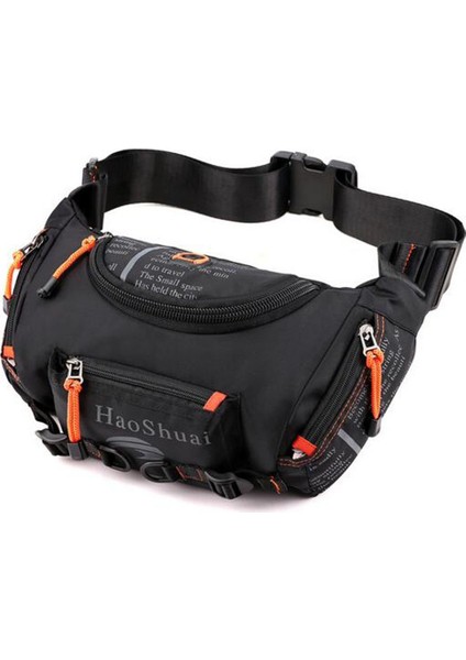 Siyah Spor Çantalar Su Geçirmez Erkek Kemer Fanny Paketi Omuz Çantası Göğüs Çantası (Yurt Dışından)