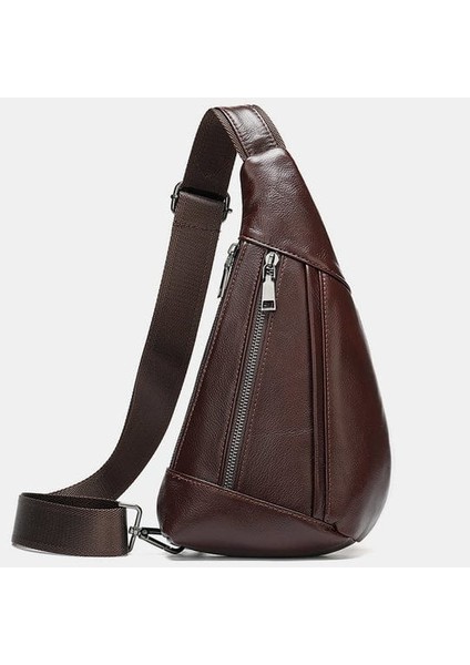 Koyu Haki Su Geçirmez Deri Sling Paketi Yürüyüş Eller Serbest Telefon Tutucu Mini Sling Sırt Çantası Çapraz Vücut Küçük Sling Çanta Erkekler Kadınlar Için (Yurt Dışından)