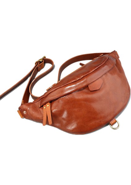Karamel Renk Göğüs Çantası Erkek Retro Rahat Erkek ve Kadın Açık Çanta Erkek Fanny Paketi Crossbody Küçük Sırt Çantası (Yurt Dışından)