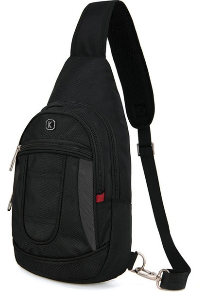 Siyah Sıcak Satış Yeni Su Geçirmez Çok Fonksiyonlu Seyahat Açık Sırt Çantası Spor Omuz Erkek Göğüs Çantası USB Şarj ile Küçük Çanta (Yurt Dışından)