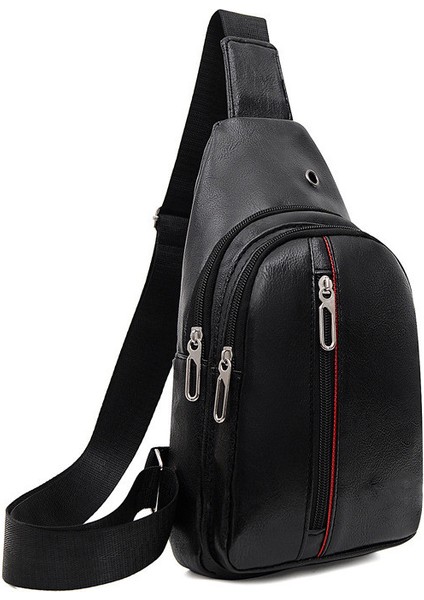 1 Göğüs Çantası Erkek Retro Moda Tek Omuz Askılı Işık Açık Spor Eğlence Pu Yeni Stil Askılı Çanta Kadınlar Için (Yurt Dışından)
