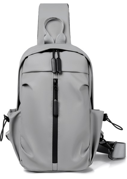 Açık Gri Yeni Erkek Göğüs Çantası Yeni Gençlik Öğrenci Bel Çantası Eğlence Küçük Sırt Çantası Spor Trendi Düz Renk Tek Omuz Messenger Çanta (Yurt Dışından)