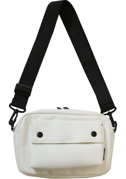 Beyaz Tasarımcı Unisex Flap Cep Minimalist Göğüs Çantası Su Geçirmez Erkek Rahat Omuz Messenger Çanta Küçük Kare Sling Çanta (Yurt Dışından)