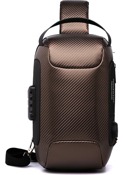 Altın Moda Omuz Çantası USB Adam Crossbody Anti-Hırsızlık Messenger Su Geçirmez Oxford Spor Crossbody Crossbody Erkek Göğüs Çantası (Yurt Dışından)