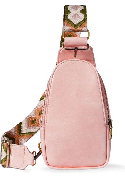 Pembe Su Geçirmez Göğüs Çantası Pu Deri Crossbody Askılı Çanta Sırt Çantası Çok Amaçlı Özel Crossbody Çanta Erkekler (Yurt Dışından)