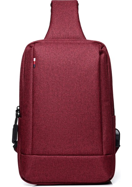 Kırmızı Özel Su Geçirmez Göğüs Paketi Iş Omuz Çantası Erkekler Sling Çanta Göğüs Çantası USB Şarj ile (Yurt Dışından)