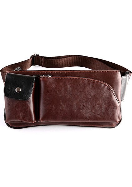 Kahve 2023 Moda Erkek Retro Göğüs Çanta Crossbody Omuz Çantası Spor Rahat Küçük Çantalar (Yurt Dışından)