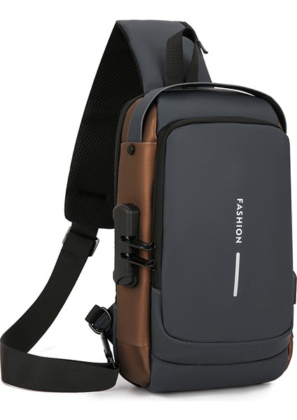 Açık Gri Erkek Crossbody Çanta Göğüs Göğüs Çantası Su Geçirmez Erkek Göğüs Sling Çantası (Yurt Dışından)