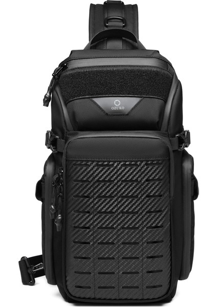 Siyah Ozuko 9680 Su Geçirmez Tek Omuz Çantası Erkekler Için Günlük Moda Crossbody Sığabilir Kamera Tripod Taşınabilir Sokak Tarzı Göğüs Çantası (Yurt Dışından)
