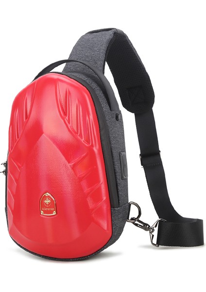Kırmızı Alien Cross 2023 Moda Su Geçirmez USB Sling Fanny Paketi Çanta Erkek Göğüs Çantaları (Yurt Dışından)