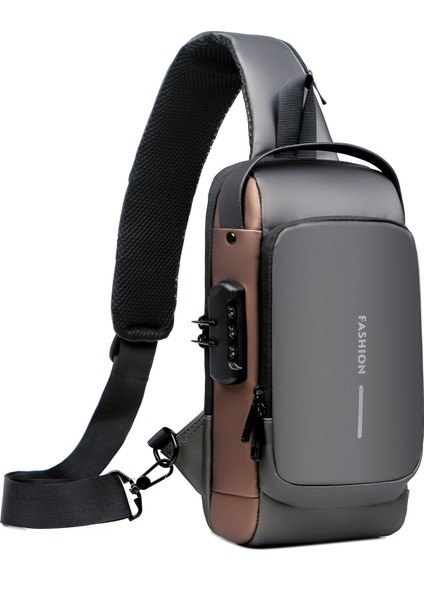 Gri Sıcak Satış Erkekler Crossbody Sling Çanta USB Su Geçirmez Göğüs Çanta Moda Crossbody Çanta Erkekler Için (Yurt Dışından)