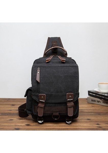 Siyah Yeni Moda Rahat Erkek Göğüs Çantası Açık Seyahat Çok Fonksiyonlu Crossbody Su Geçirmez Omuz Çantası (Yurt Dışından)