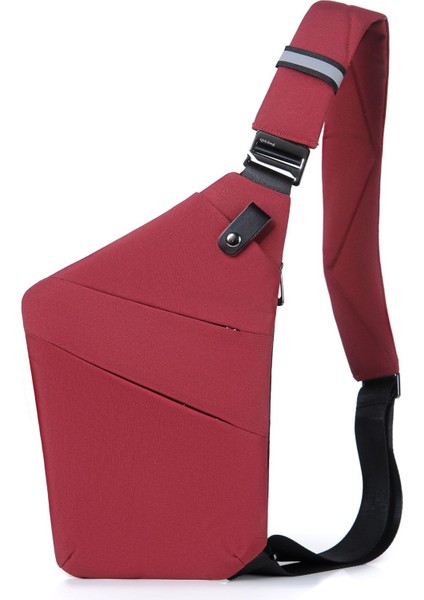 Kırmızı Anti-Hırsızlık Erkek Göğüs Çantası Tek Omuz Erkek Yeni Kapmak Çanta Depolama Tek Omuz Sırt Çantası Crossbody Çanta Kadın (Yurt Dışından)