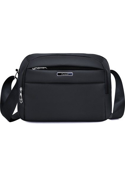 Siyah Erkek Sling Çanta Anti-Hırsızlık Su Geçirmez Omuz Çantası Büyük Kapasiteli Erkek Crossbody Messenger Çanta (Yurt Dışından)