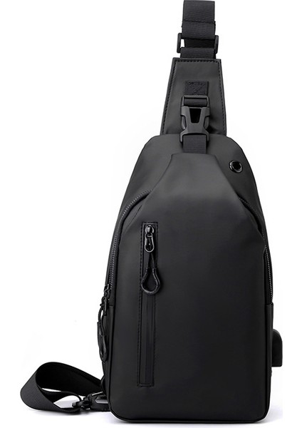 Siyah 2023 Erkek Rahat Seyahat Açık Anti-Hırsızlık Su Geçirmez Crossbody Göğüs Çantası Koşu Tek Omuz Göğüs Çantası (Yurt Dışından)