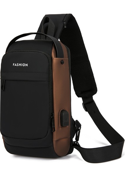 3 2023 Özelleştirilmiş Yeni Moda Erkek Tek Kollu Çanta Omuz Messenger Su Geçirmez Çok Fonksiyonlu USB Göğüs Çantası (Yurt Dışından)