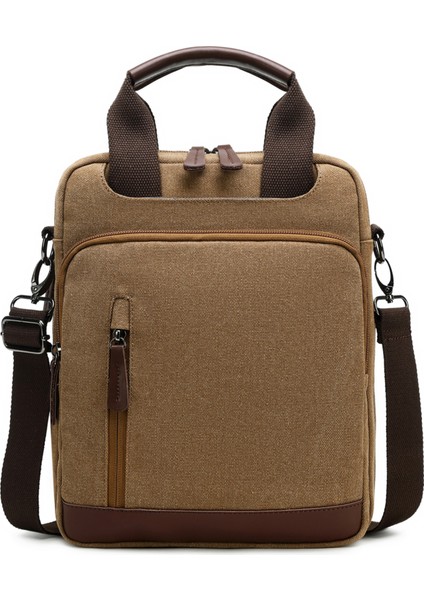 Kahve Erkek Vintage Kanvas Bolsa Masculina Yüksek Kaliteli Japon Erkekler Rahat Crossbody Iş Askılı Çanta Seyahat Omuzdan Askili Çanta (Yurt Dışından)