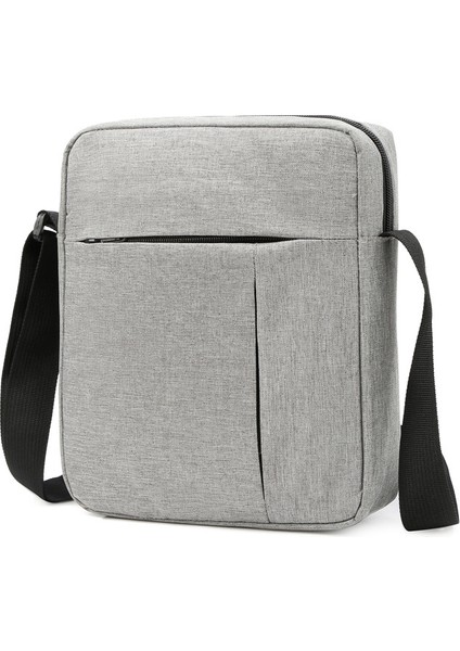 Açık Gri Yeni Moda Eğlence Çantası Erkek Polyester Küçük Kare Sling Çanta Omuz Çantası (Yurt Dışından)