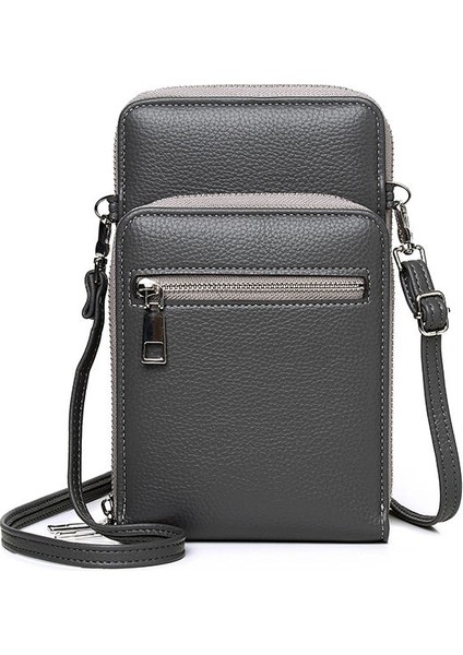Gri Kore Versiyonu Erkek Omuz Çantası Cep Telefonu Anahtar Çantası Büyük Kapasiteli Spor Crossbody Çanta (Yurt Dışından)