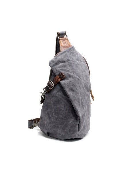 Koyu Gri Retro Kanvas Crossbody Eğlence Çantası Açık Su Geçirmez Göğüs Omuz Çocuğun Tek Kollu Çanta Erkekler Için Çapraz (Yurt Dışından)