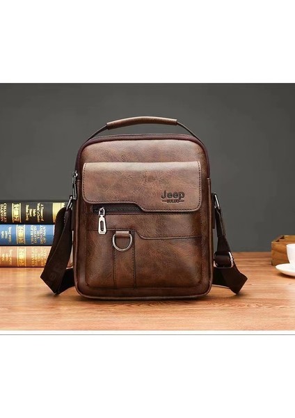 Kahverengi Stokta Erkek Messenger Çanta Moda Deri Bağbozumu Su Geçirmez Pu Deri Çanta Cep Telefonu Çantaları (Yurt Dışından)