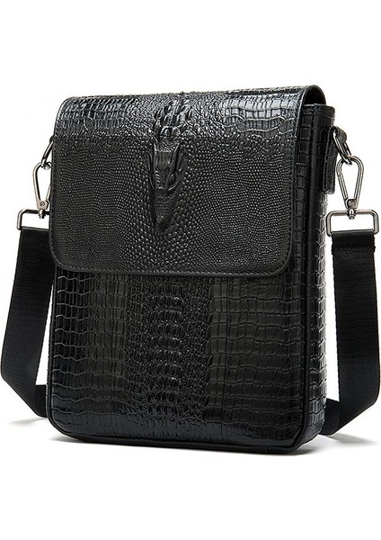 Koyu Kahverengi Marrant Yeni Liste Timsah Hakiki Deri Erkek Omuz Askılı Çanta Erkek Fermuarlı Iş Küçük Crossbody Omuz Çantası (Yurt Dışından)