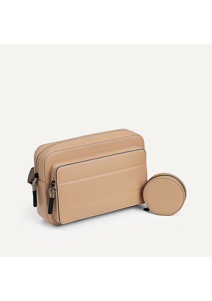 Taupe Özel Logo Erkek Çanta Donanma Pürüzsüz Deri Seyahat Küçük Crossbody Omuz Çantası Rahat Tek Kollu Çanta Erkekler Için (Yurt Dışından)