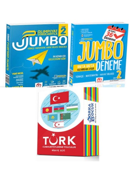 2. Sınıf Olimpiyat Sorularıyla Jumbo Soru Bankası ve Tüm Dersler Deneme ve Türk Cumhuriyetlerine Yolculuk Hikaye