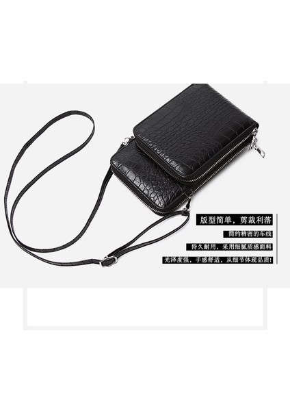 Kahve Trendy Timsah Derisi Baskı Erkek Çantası Rahat Işe Gidip Geliş Tek Omuz Crossbody Çanta Erkek Çantası (Yurt Dışından)