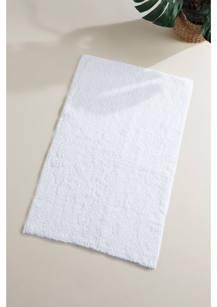 Plain Tekli Banyo Paspası %100 Pamuk 60x100 Beyaz