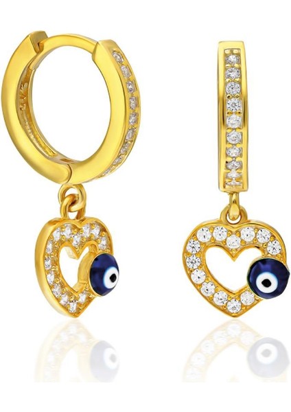 Nazarlı Kalp Küpeleri