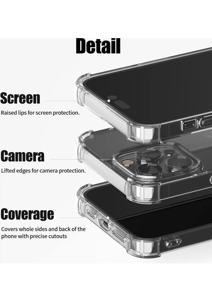 iPhone 14 Pro Max Uyumlu Şeffaf Silikon Kılıf Darbe Önleyici Köşe ve Kamera Korumalı Yüksek Koruma indirimleri