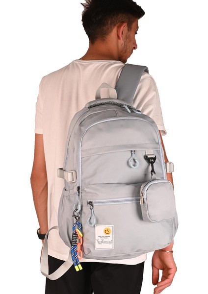 Young 51586 Unisex Geniş Hacimli Okul Sırt Çantası Gri