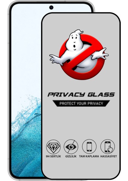 Samsung Galaxy S22 Tam Kaplayan Privacy Hayalet Temperli Ekran Koruycu Cam