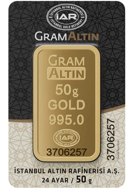 50 gr 24 Ayar İAR Gram Külçe Altın