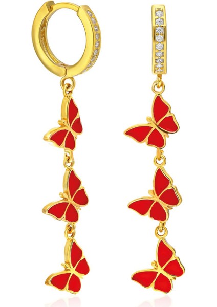 Sıralı Kelebek Küpeleri