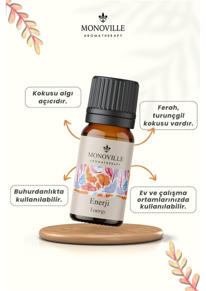 Enerji Uçucu Yağ Karışımı 10 ml %100 Doğal (Energy Essantial Oil Blend)