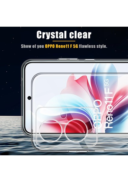 Oppo Reno 11F Kılıf Kamera Çevresi Korumalı Darbeye Dayanıklı Şeffaf Silikon Anti Kapak + 9h Ekran Koruyucu Cam