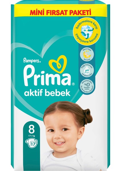 Bebek Bezi Aktif Bebek 8 Beden 17 Adet Standard Paket