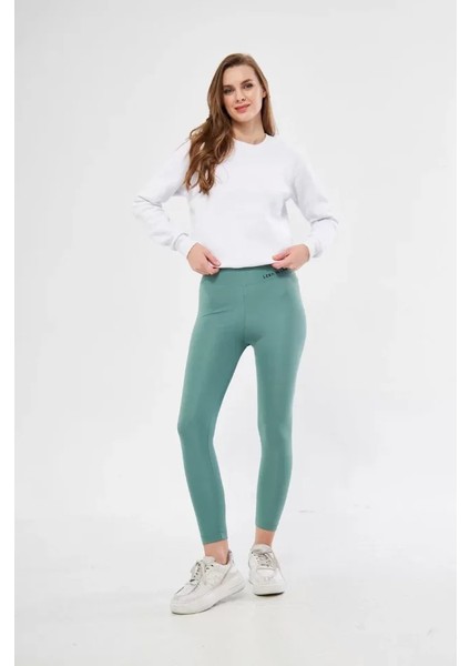 Dalgıç Yüksel Bel Baskılı Tayt - Buz Mavisi modelleri