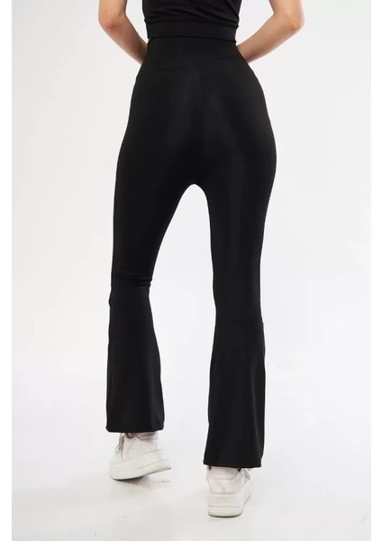 Dalgıç Yüksel Bel Ispanyol Paça Tayt - Siyah fiyatları