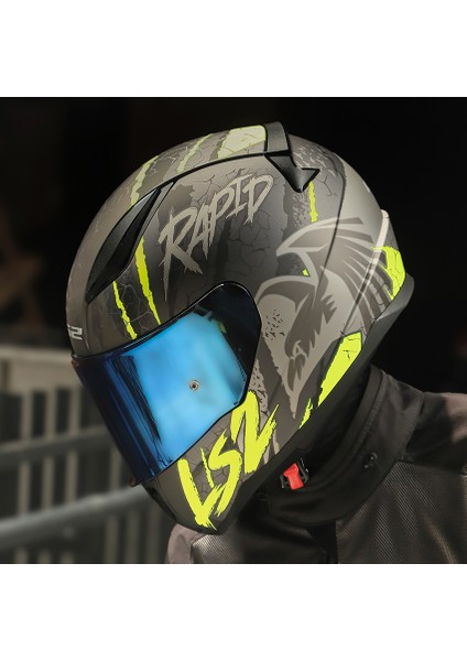 Rapıd 2 Raven Mat Siyah-Gri-Neon Sarı Kask